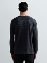 REPLAY PÁNSKÉ TRIČKO S DLOUHÝM RUKÁVEM A POTISKEM