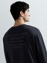 REPLAY PÁNSKÉ TRIČKO S DLOUHÝM RUKÁVEM A POTISKEM