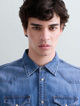 MODRÁ DŽÍNOVÁ KOŠILE VE WESTERN STYLU REPLAY