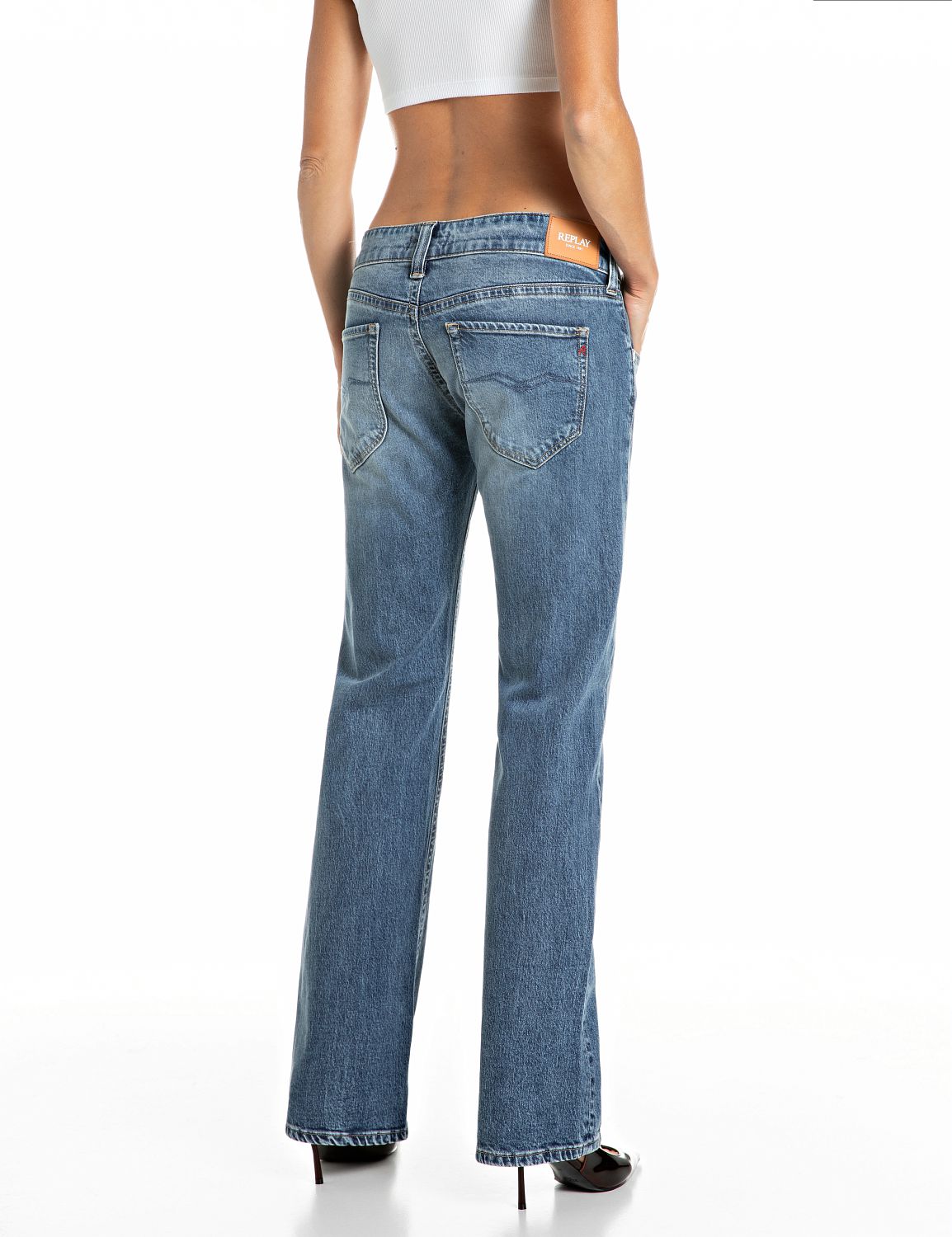 DEMIM – DÁMSKÉ BOOTCUT DŽÍNY REPLAY – MODRÉ