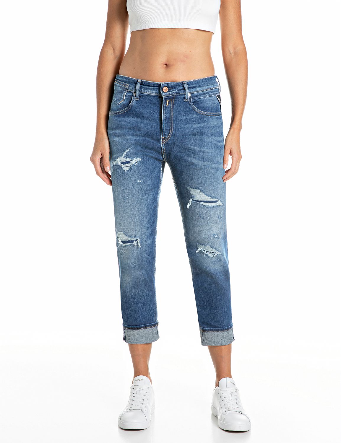 MARTY – DÁMSKÉ SLIM FIT DŽÍNY REPLAY – MODRÉ