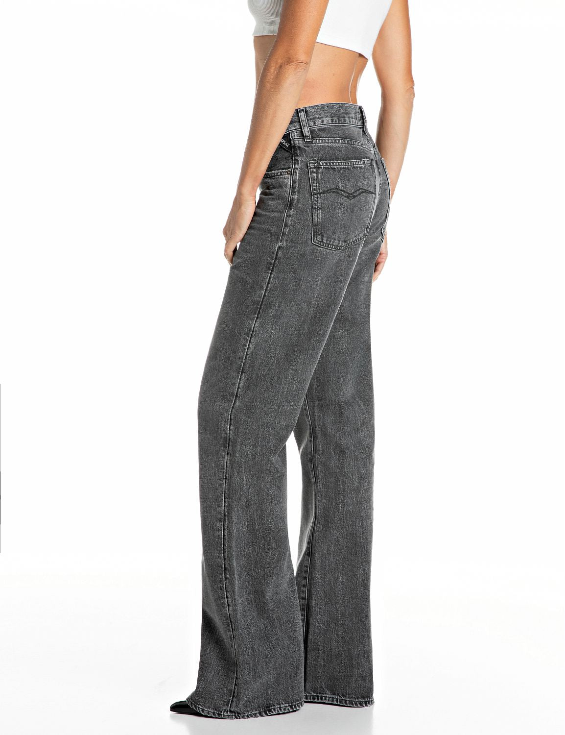 BECKA – DÁMSKÉ BOOTCUT DŽÍNY REPLAY – ŠEDÉ
