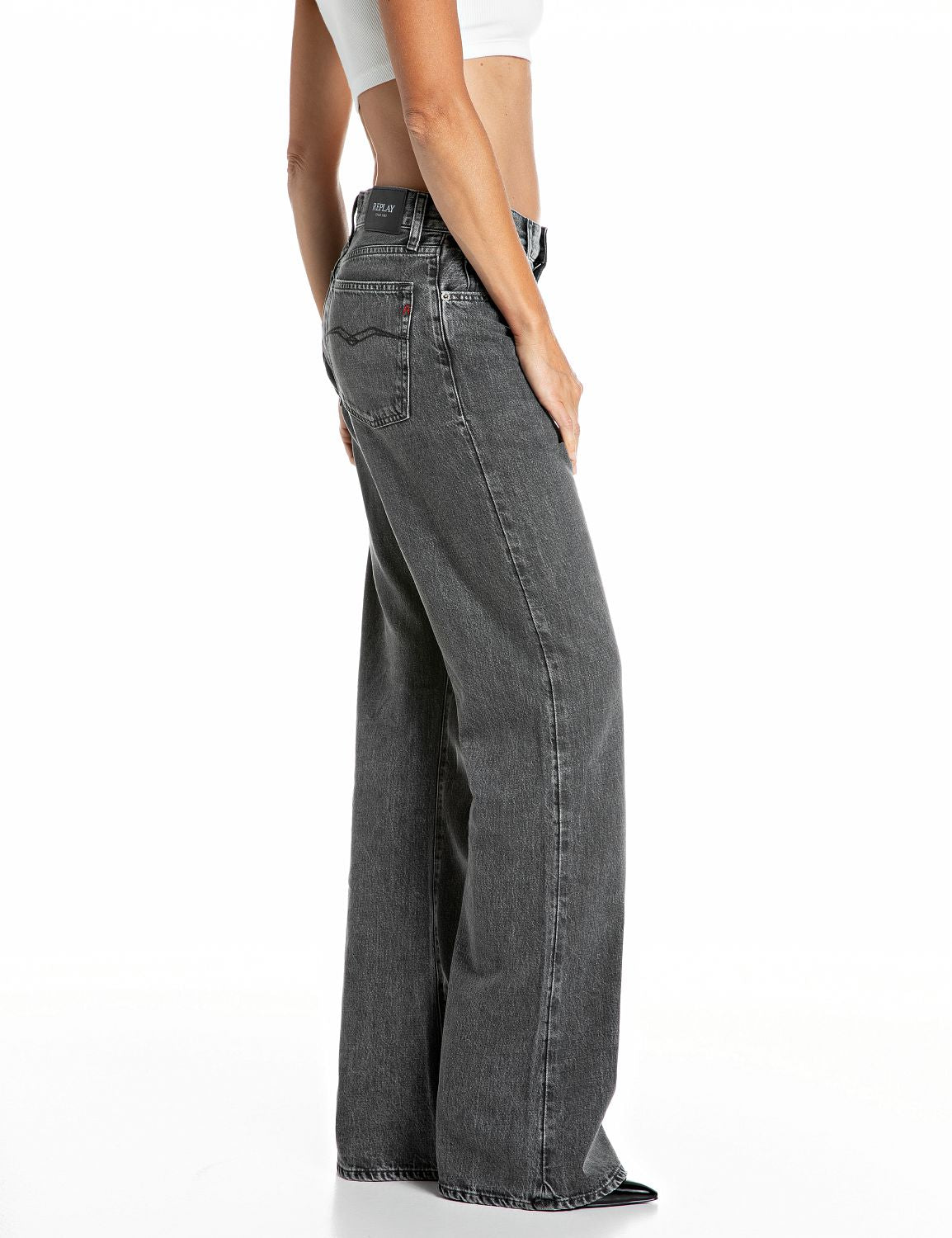 BECKA – DÁMSKÉ BOOTCUT DŽÍNY REPLAY – ŠEDÉ