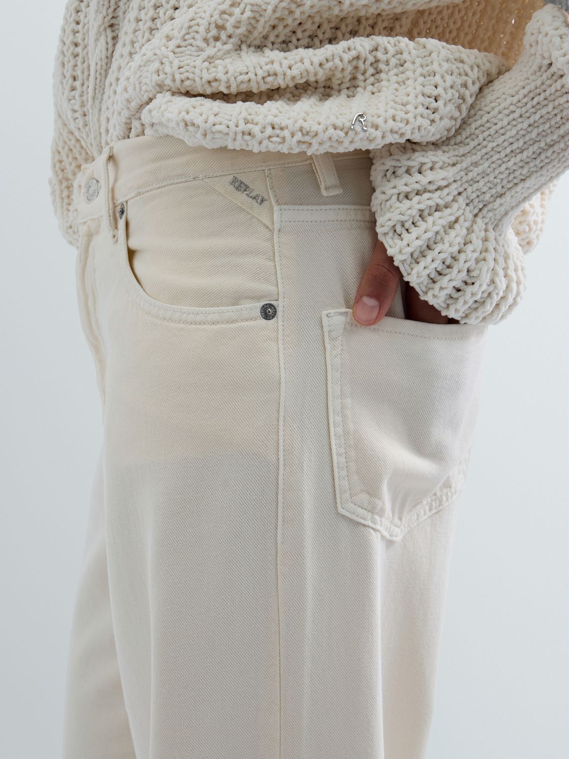 CARY – DÁMSKÉ WIDE LEG DŽÍNY REPLAY – KRÉMOVÉ