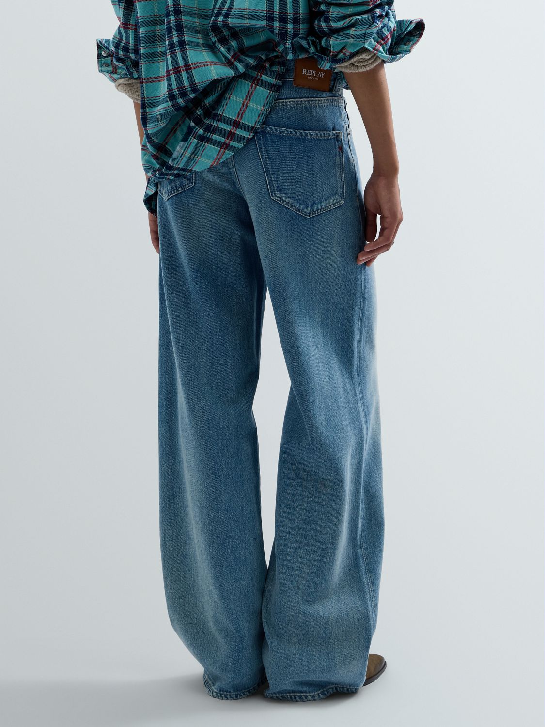 CARY – DÁMSKÉ WIDE LEG DŽÍNY REPLAY – MODRÉ