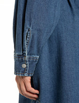 DÁMSKÉ DLOUHÉ DŽÍNOVÉ ŠATY REPLAY S PÁSKEM – MODRÉ