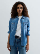 DÁMSKÁ OVERSIZED DŽÍNOVÁ KOŠILE REPLAY – MODRÁ