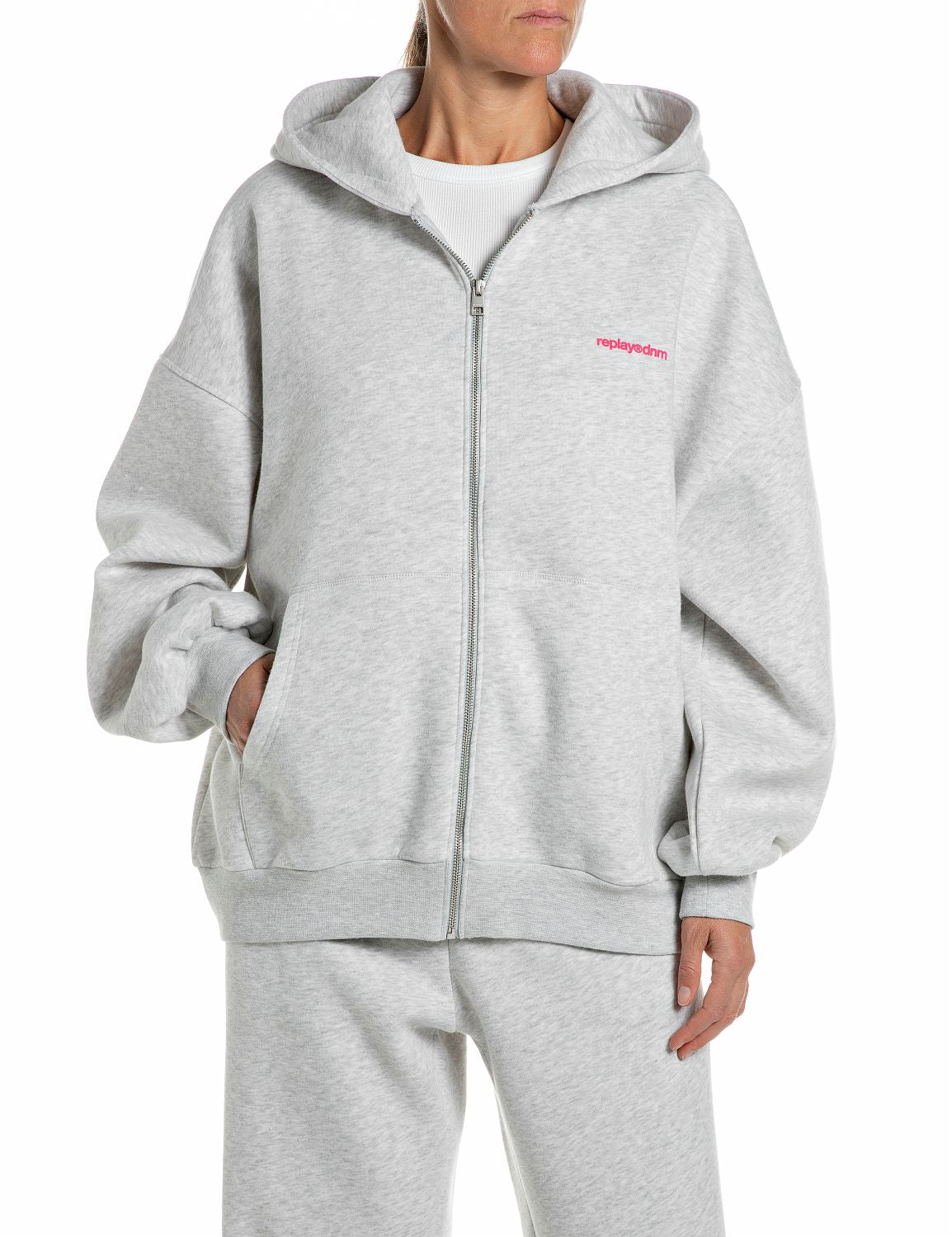 DÁMSKÁ OVERSIZED MIKINA REPLAY NA ZIP S KAPUCÍ