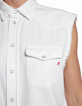 REPLAY DÁMSKÁ DENIMOVÁ KOŠILE BEZ RUKÁVŮ – BÍLÁ