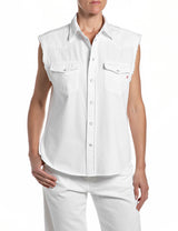 REPLAY DÁMSKÁ DENIMOVÁ KOŠILE BEZ RUKÁVŮ – BÍLÁ