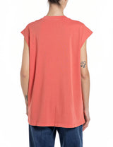 DÁMSKÉ OVERSIZE TRIČKO BEZ RUKÁVŮ S POTISKEM