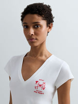 DÁMSKÉ TRIČKO S VÝSTŘIHEM DO V – SLIM FIT