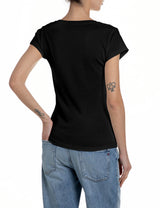 DÁMSKÉ TRIČKO S VÝSTŘIHEM DO V – SLIM FIT