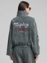 Dámská mikina s límečkem a potiskem REPLAY