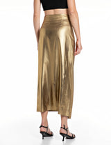 ZLATÁ SUKNĚ S ASYMETRICKÝM STŘIHEM