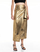 ZLATÁ SUKNĚ S ASYMETRICKÝM STŘIHEM